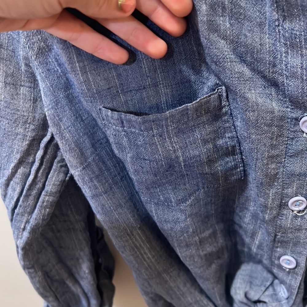 Big girls size small Tie-front Jean shirt - Picture 5 of 7